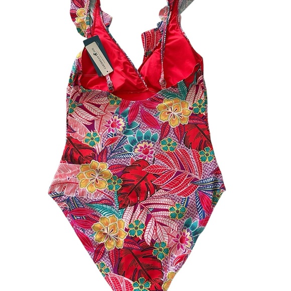 Caribbean JoeTropical Print Ruffle One Piece Swimsuit, size 14. (NWT) - Picture 7 of 16
